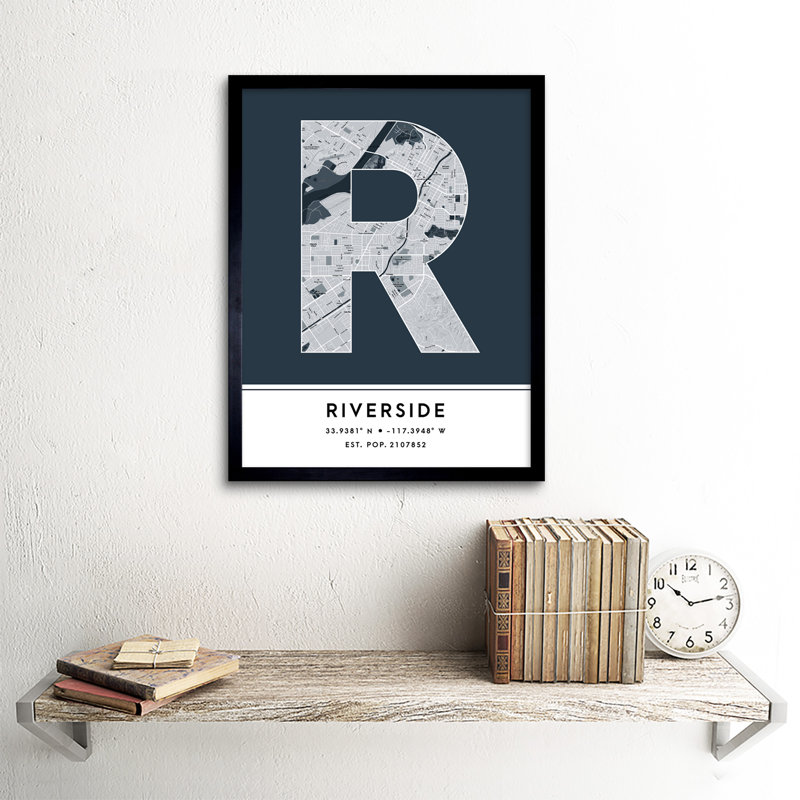 Riverside City Map Riverside United States City Map - Single Picture Frame Typography