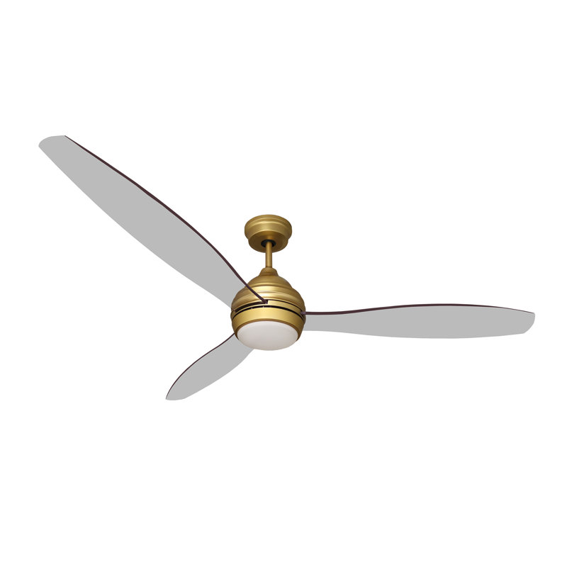 Gruenbaum 60'' Ceiling Fan with LED Lights, Weathered Gold