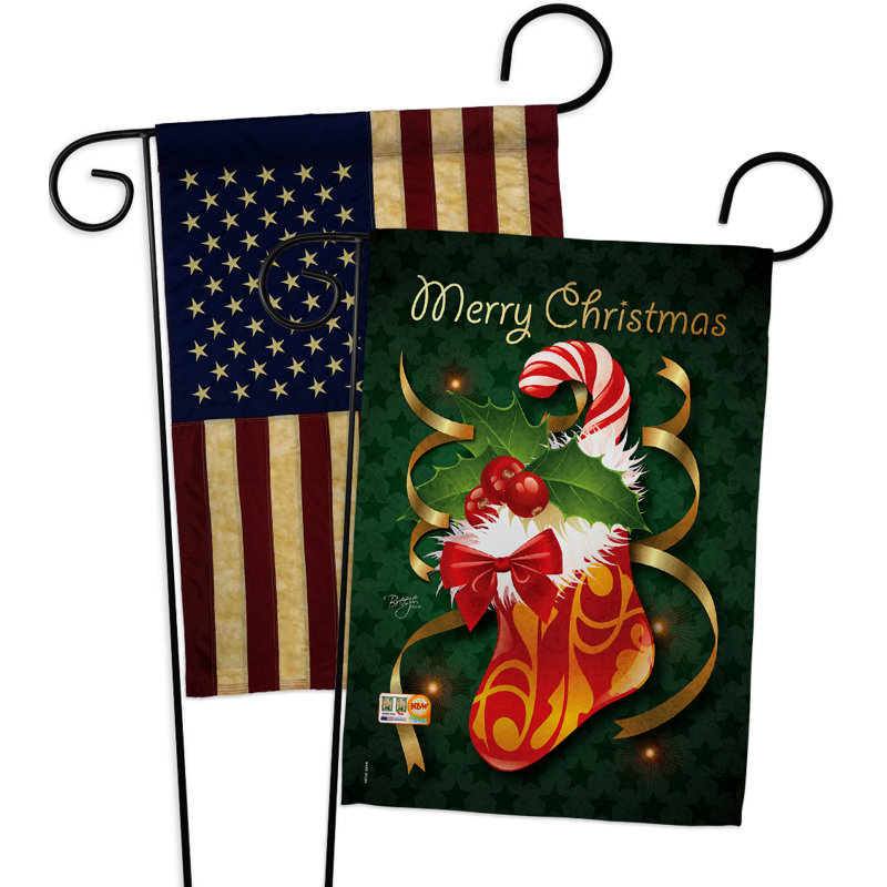 Ensemble de 2 drapeaux de jardin à 2 côtés en polyester 19 po x 13 po 2 pièces xmas