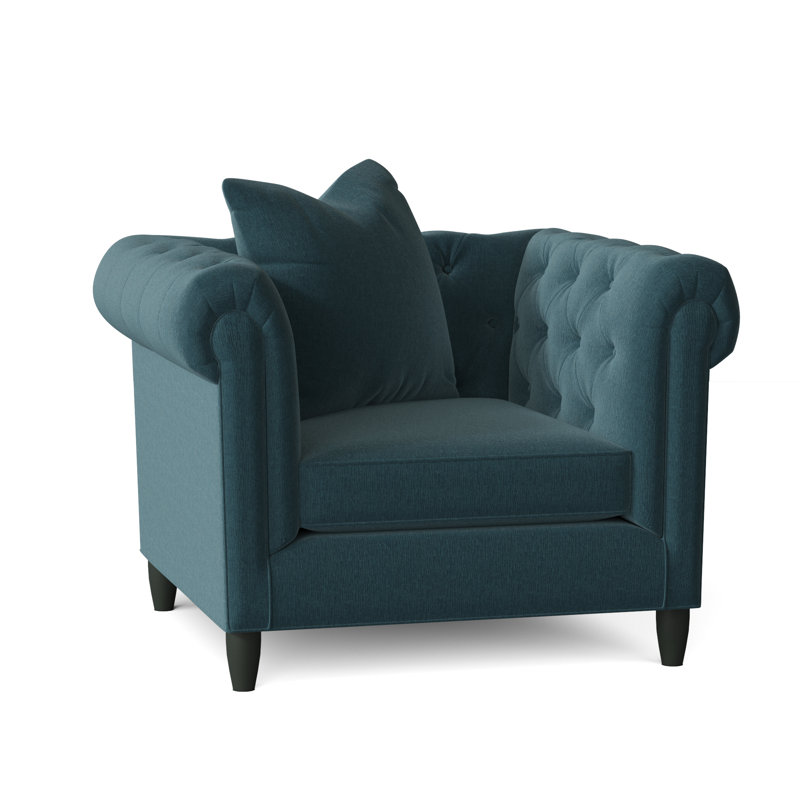 Fauteuil Chesterfield l 43 po Caspar, Chenille saphir céleste