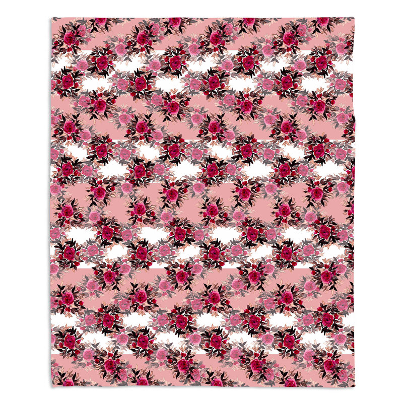 Couverture en sherpa doux à chev roses 1, l 68 po x L 80 po