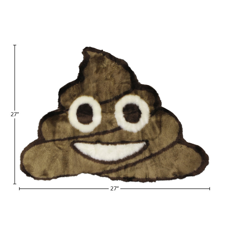 Tapis lavable en fausse fourrure brun Emoji - 2 pi 3 po