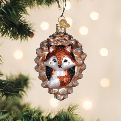 Ornement en verre soufflé pour sapin de Noël, Renard des pins
