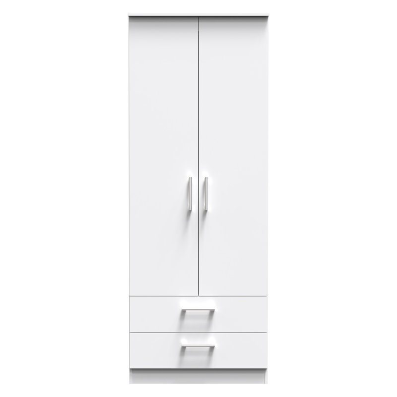 Fully Assembled Devon 1 Door Wardrobe, White, 196" H x 74" W x 53" D
