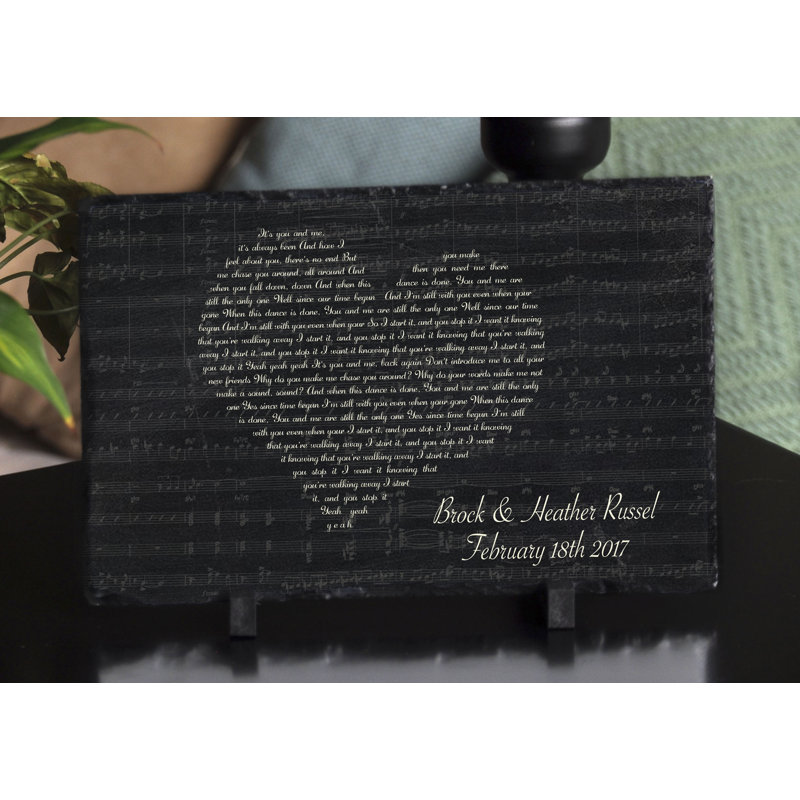 Plaque décorative coeur paroles chansons, Oui, H 8 po x l 12 po x P 0,5 po