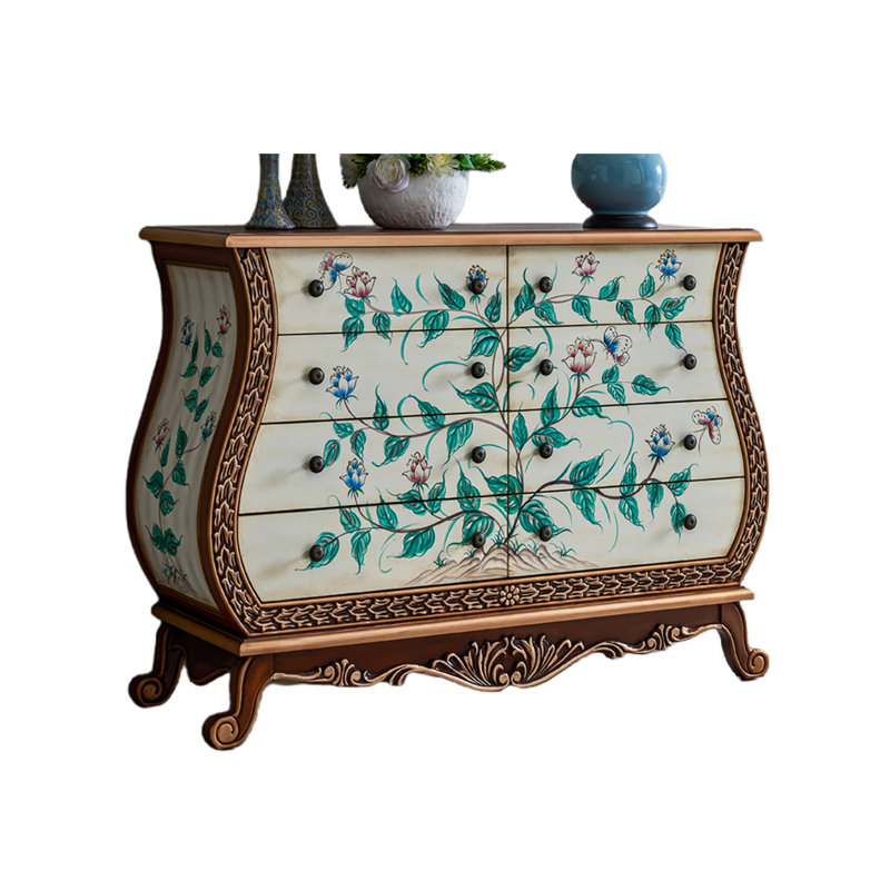 Vintage Hand Painting Vase-Shaped Accent Chest