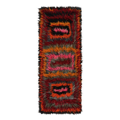 One-of-a-Kind 4’2”x11’8” 1950s Wool Area Rug