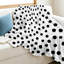 Jeté en molleton blanc ultra doux en flanelle, imprimé abstrait noir à pois simple face-130069740