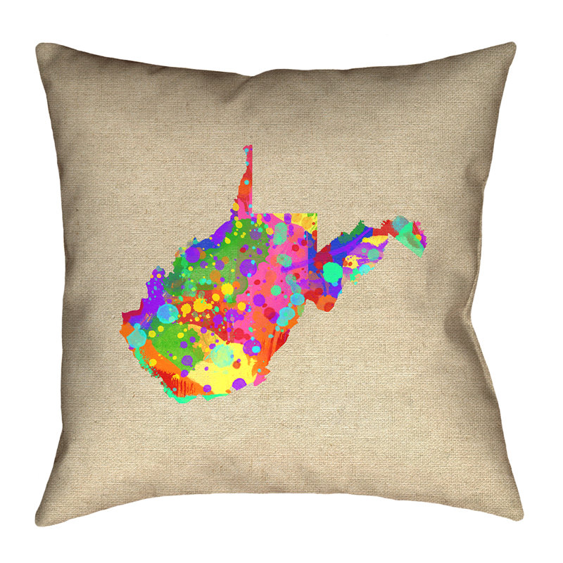 Coussin de sol Katelyn Smith West Virginia, 40 po x 40 po, Bleu / vert