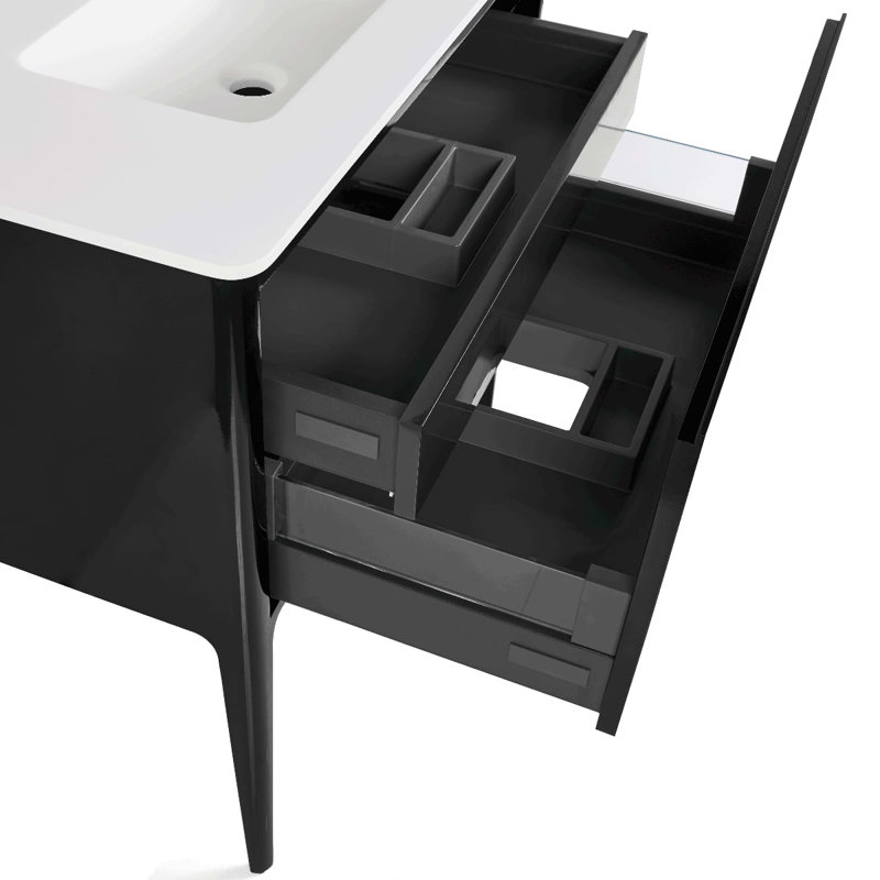 Luxe 36" Gloss Vanity With Counter, Black