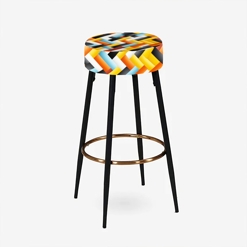 Ensemble de 2 tabourets de bar géométriques orange et bleu