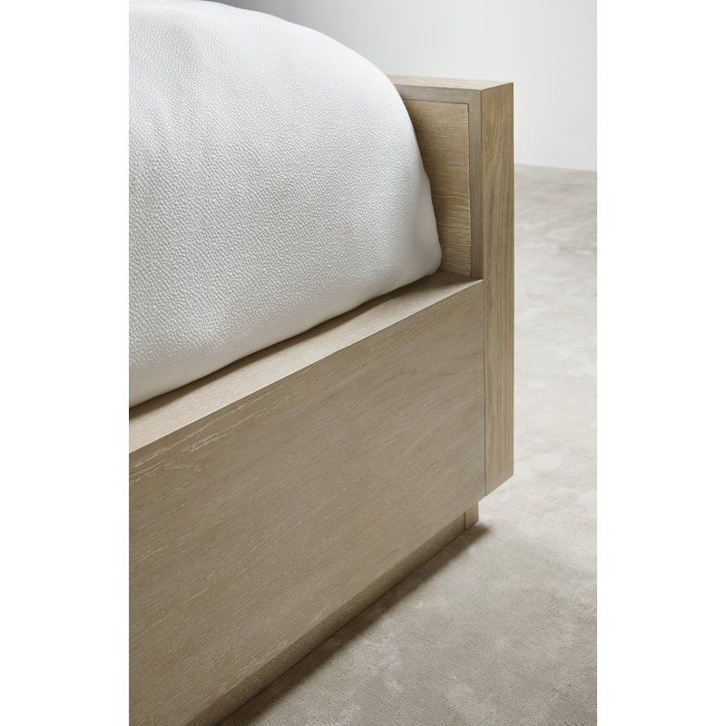 Cascade Transitional King Panel Bed with Metal Inlay, Beige
