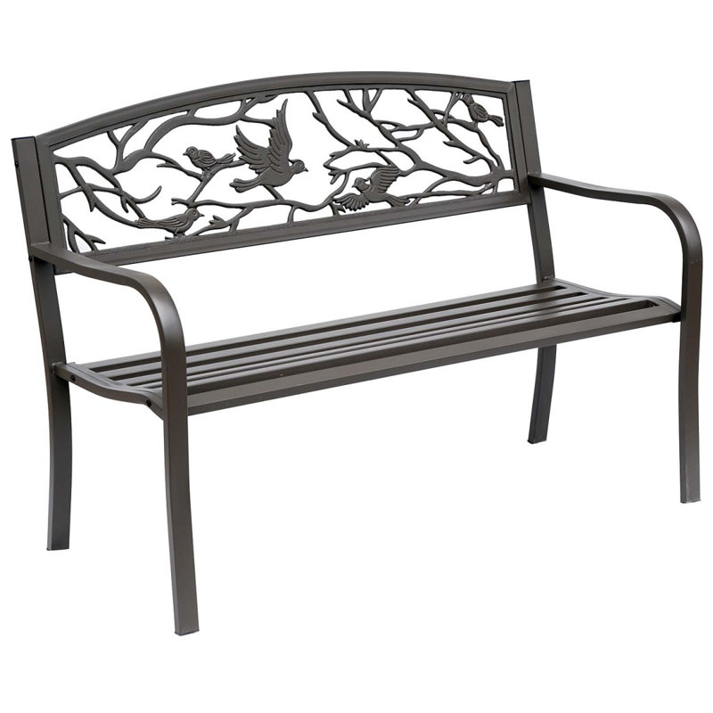 Banc en acier coulé 50 "avec motif animal pour cour