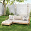 Canapé et méridienne modulaire en L en acacia, causeuse et fauteuil avec coussin résistant à l'eau, teck et beige