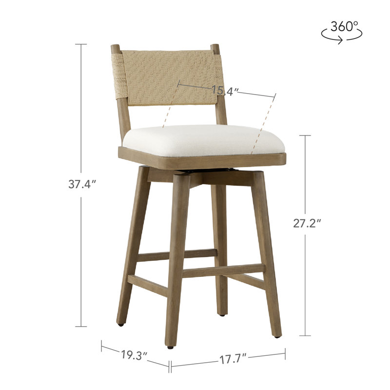 Pratyush Swivel Upholstered 27'' Counter Stool (Set Of 2), Beige