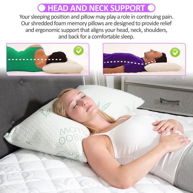 2Pack Xtreme Comforts Pillows for Sleeping - Adjustable Queen Memory Foam  Pillow