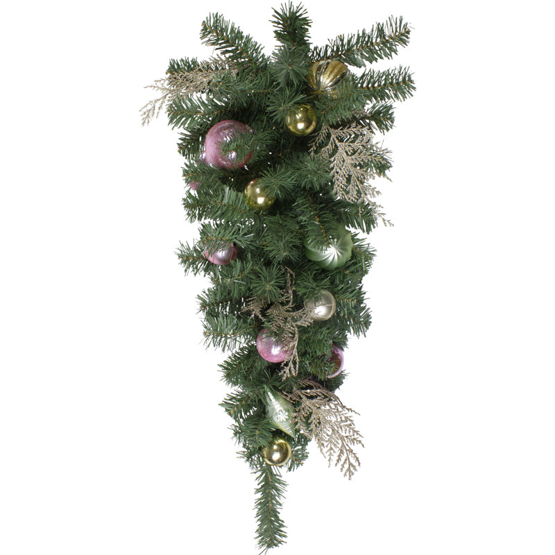 Ornement de Noël artificiel 30 "rose et doré givré - non éclairé