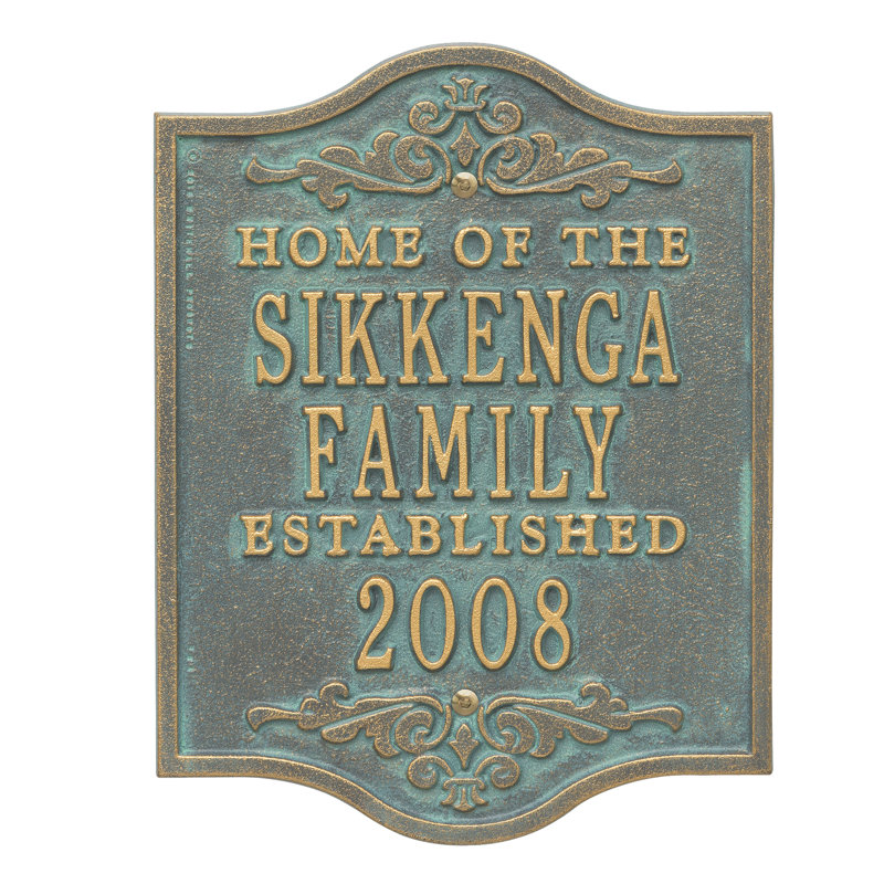 Buena 5-Line Wall Address Plaque, Bronze Verdigris