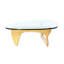 Table basse moderne en bois massif triangulaire pour cinéma maison, profondeur 50,95 po, largeur 31,85 po, hauteur 15,99 po, hauteur naturelle 50
