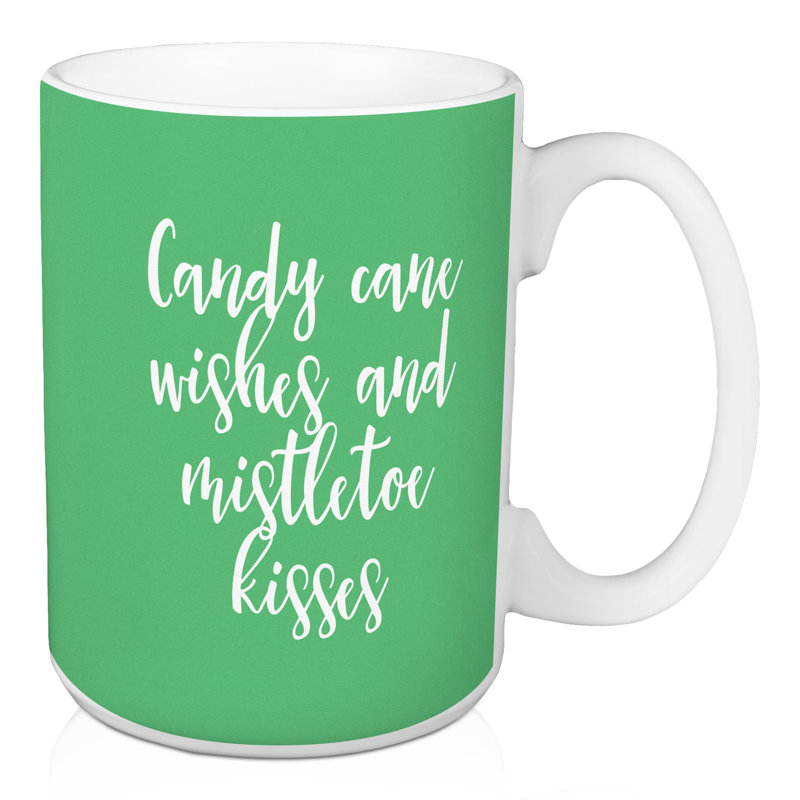 Grande tasse à café avec des voeux de canne à sucre et gui Hendon, Vert clair