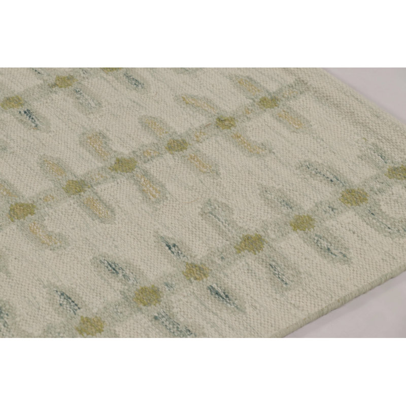 Scandinavian Kilim Wool Geometric Area Rug, Rectangle 10' x 14'