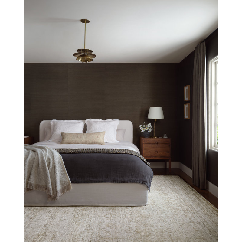 Ivory and Natural Distressed Polyester Runner Rug 2'7" x 8'