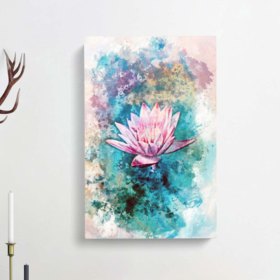 Colourful Water Lily in Abstract - Wrapped Canvas