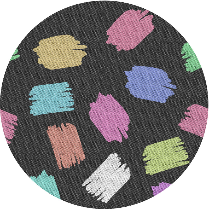 Tapis noir/rose à tisser électrique, Rond 5 pi