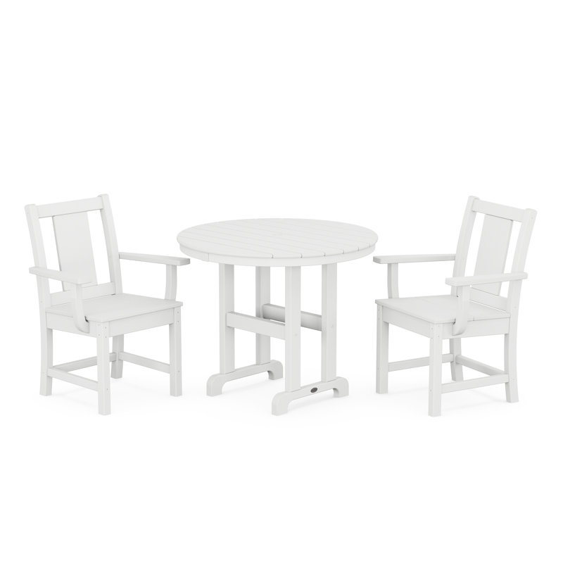 Prairie 3-Piece Farmhouse Dining Set, White