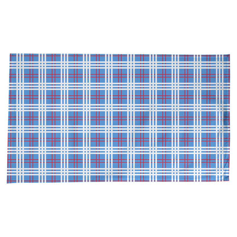 Nappe en mélange de coton à carreaux, Bleu clair / rouge / blanc
