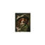 «Vintage Dog Portrait In Green Dress fumant des tuyaux sans cadre, art mural 24 po x 36 po