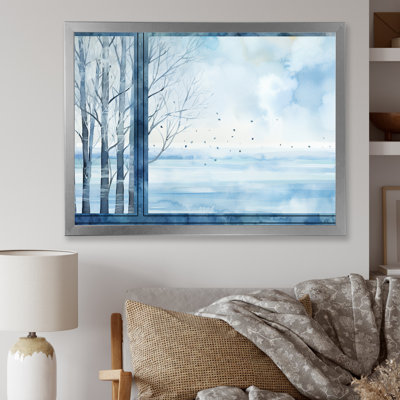 White And Blue Winter Forest Collage VII - Winter Landscape Wall Art