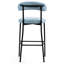 Tabouret de bar bleu à dossier ouvert de 26 po avec siège souple, base noire et repose-pieds, de 2 pour la cuisine, le salon ou le bureau, dossier moderne, coussin, structure en métal, bureau, meuble-lavabo