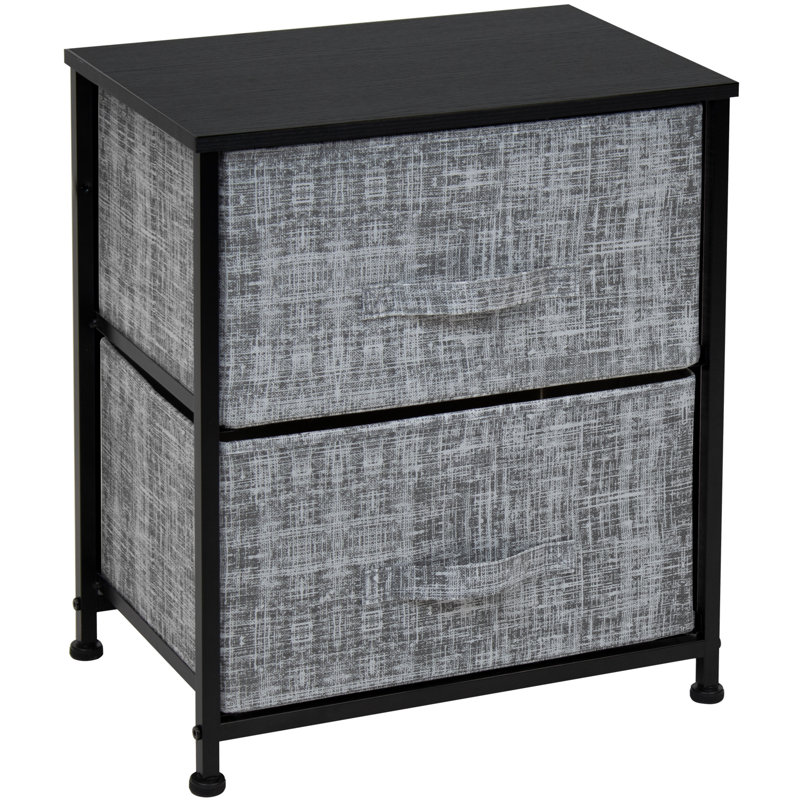 Commode 2 tiroirs - Gris / noir, Noir