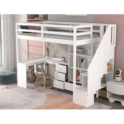 Goran Kids Twin Loft Bed with Drawers