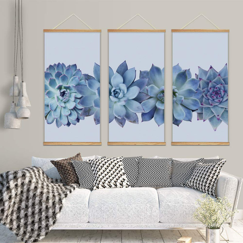 Succulente affiche botanique suspendue florale avec cadres en bois