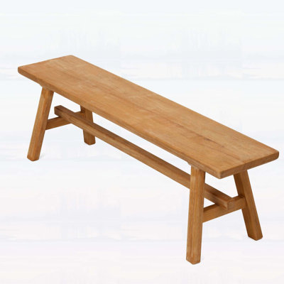 Solid Wood Farmhouse Entryway Bench with Rustic Storage, 39-inch Natural Finish for Indoor Use