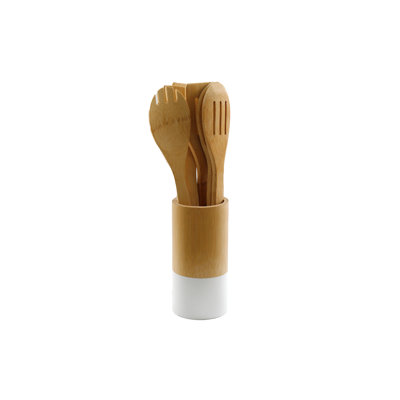 Wood Round Utensil Storage Set
