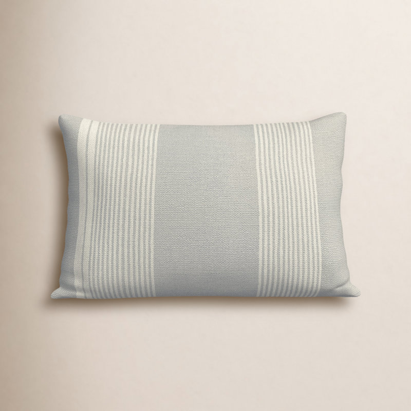 Samsa Striped PET Yarn Outdoor Throw Pillow, Gray/Ivory, Polyfill