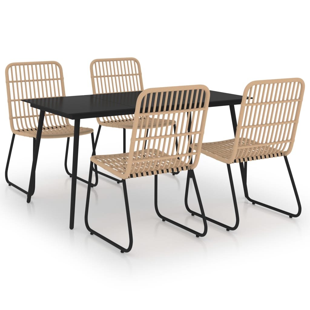 Bayou Breeze 5 Piece Outdoor Dining Set Poly Rattan And Glass | Wayfair