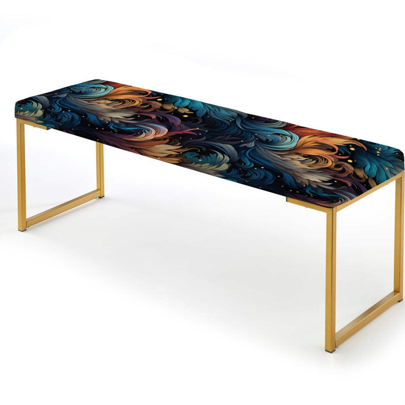 Rayon cosmique bleu et jaune - banc rembourré botanique doré