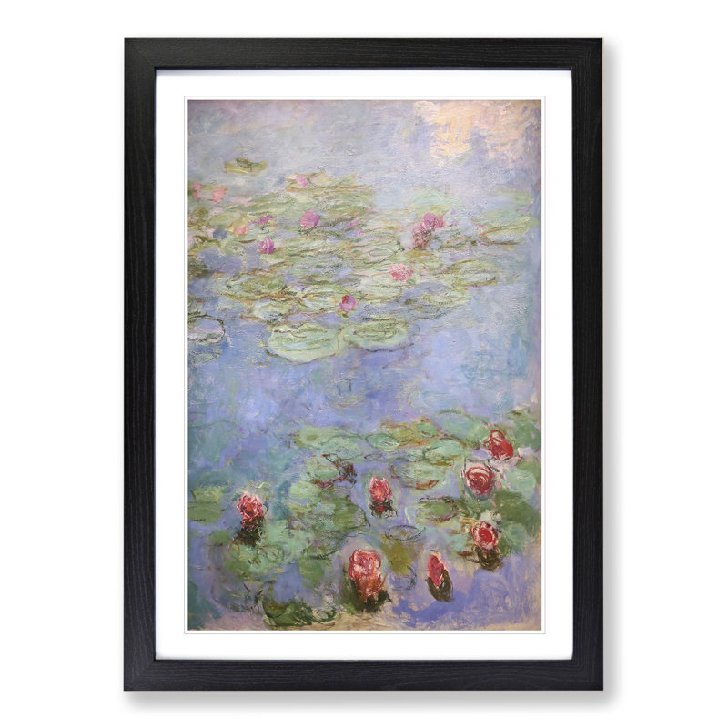 Water Lilies Lily Pond Vol.8 by Claude Monet - Picture Frame Painting, 65cm H x 48cm W x 2cm D, Black