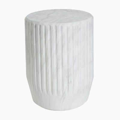 Outdoor Cicci Carved Side Table,White