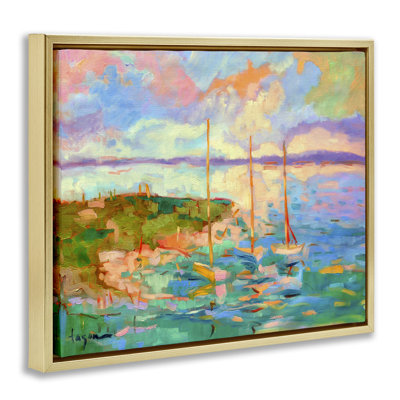 Art mural sur toile flottant, "Vivid abstrait" avec bateaux, design par Dorothy Fagan
