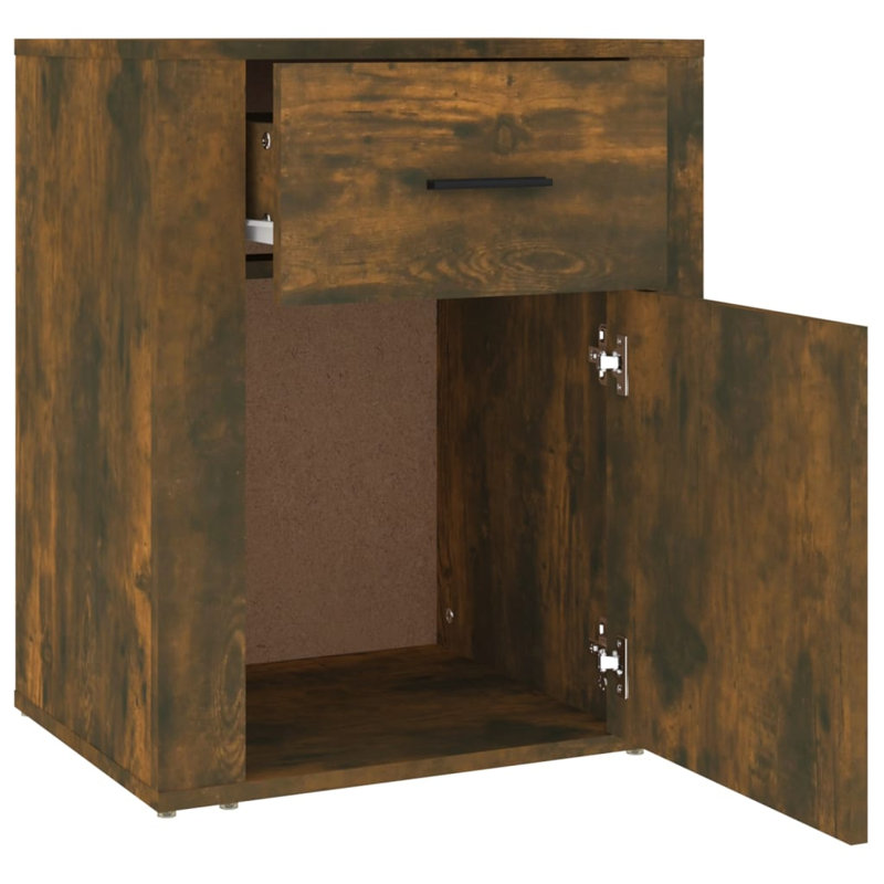 Karinn 50cm W Manufactured Wood Bedside Table, Smoked Oak