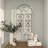 Wood Arched Window Inspired Scroll Light Blue Wall Decor with Metal Scrollwork Relief