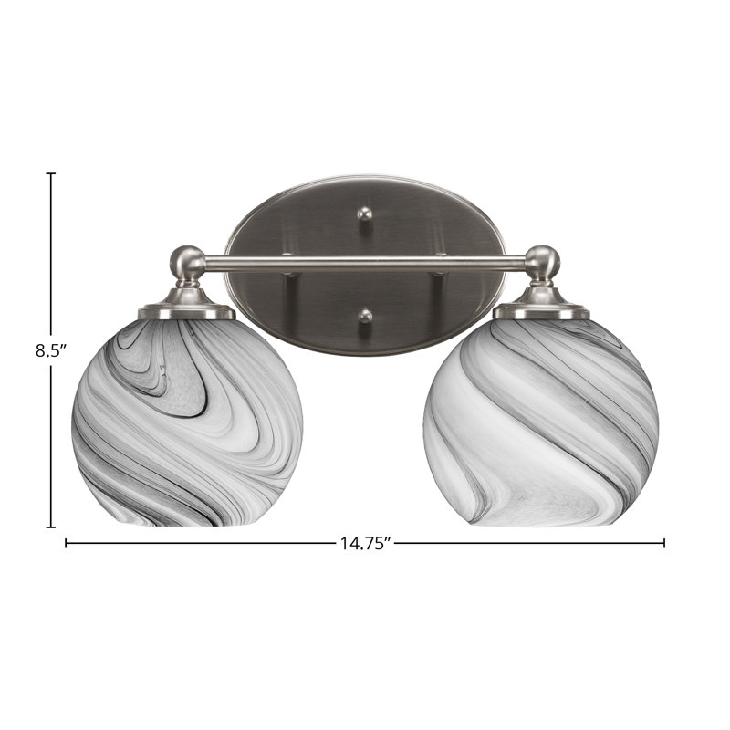 Barre de salle de bain Capri Light avec verre tourbillon onyx de 5,75 po, Nickel brossé, 2