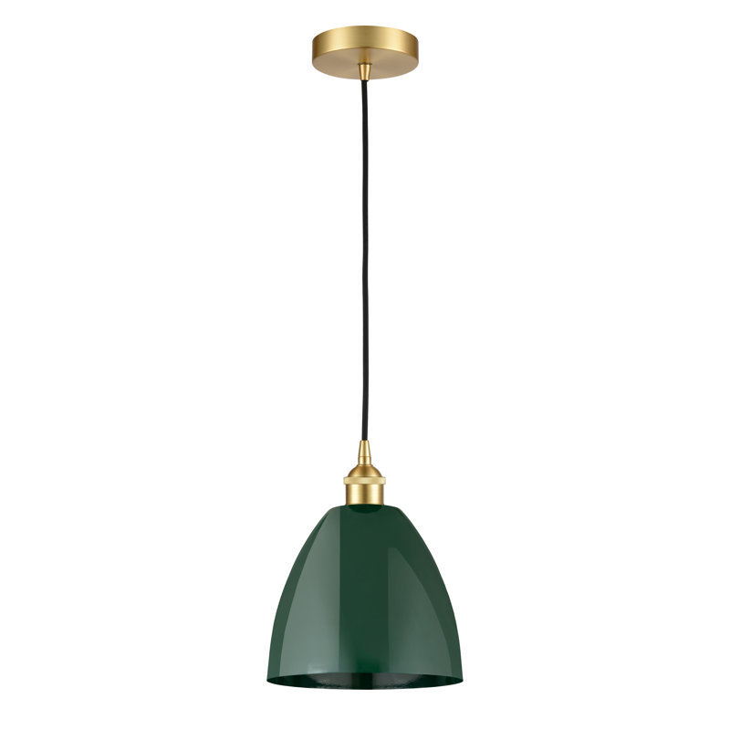 Luminaire suspendu simple à 1 lumière Schiavone, Or satiné, Vert