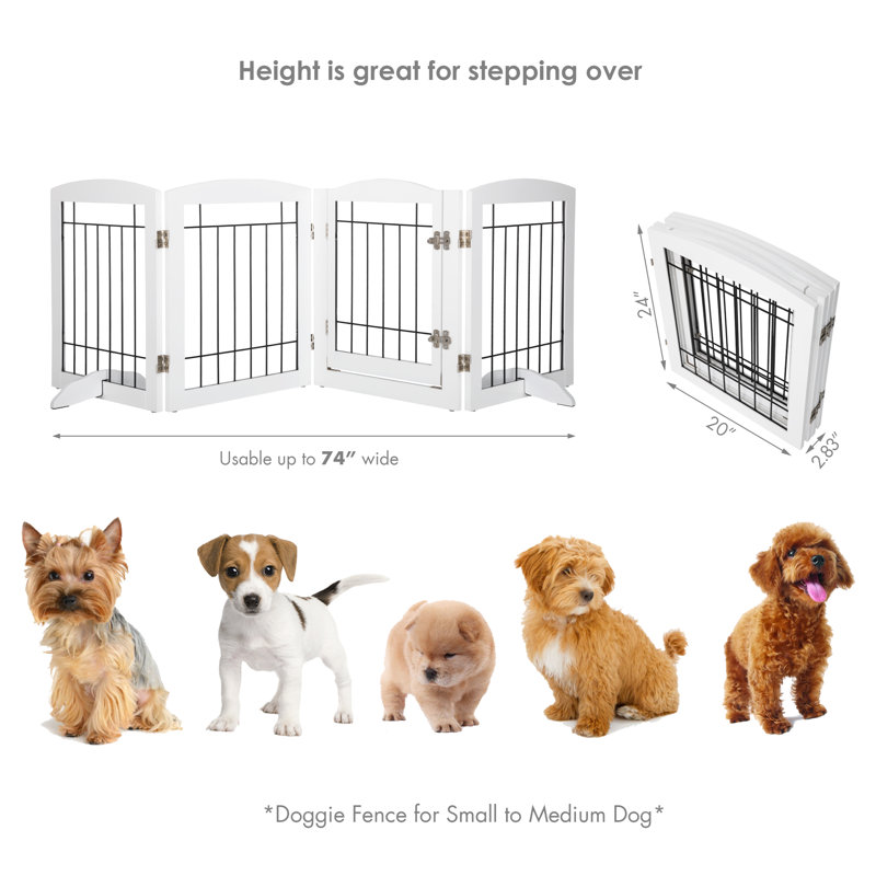 Eichael Free Standing Pet Gate With Door, White