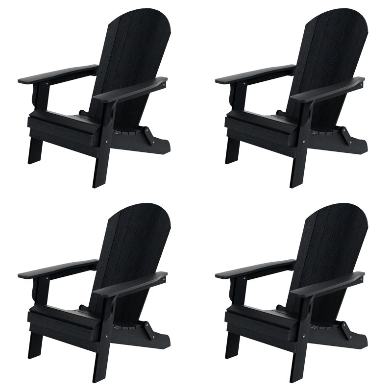 Arrlo Foldable Outdoor Adirondack Set, Black